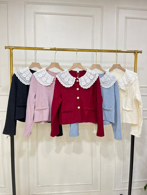 Women Peter Pan Collar Winter Cardigan